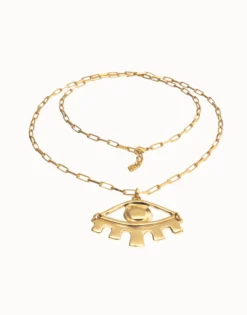 Long pendant chain necklace with central eye