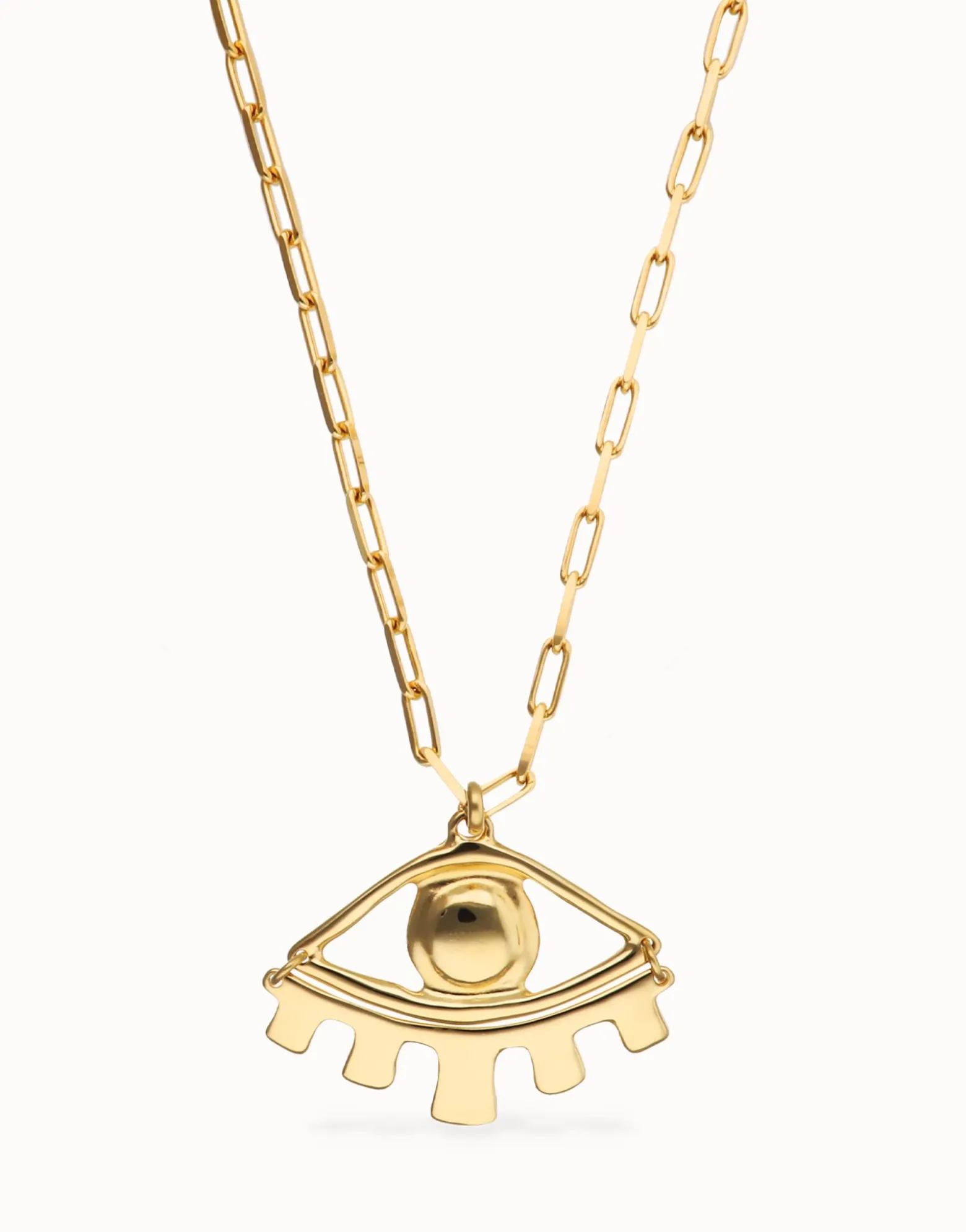 Long pendant chain necklace with central eye