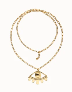Long pendant chain necklace with central eye