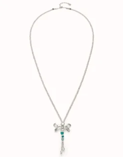 Long pendant necklace with a dragonfly