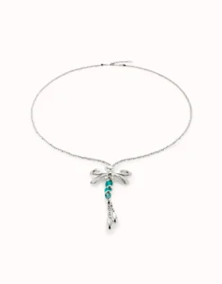 Long pendant necklace with a dragonfly