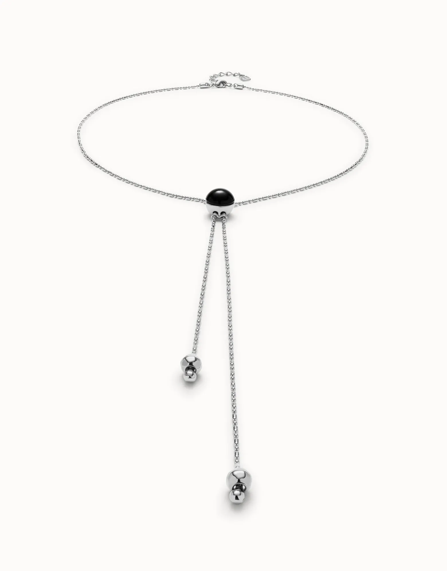Long pendant necklace with central black murano glass