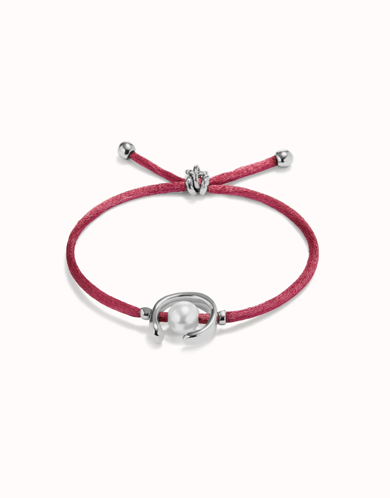 Mauve cord bracelet with a pearl