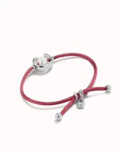 Mauve cord bracelet with a pearl