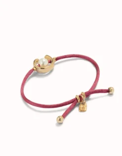 Mauve cord bracelet with a pearl