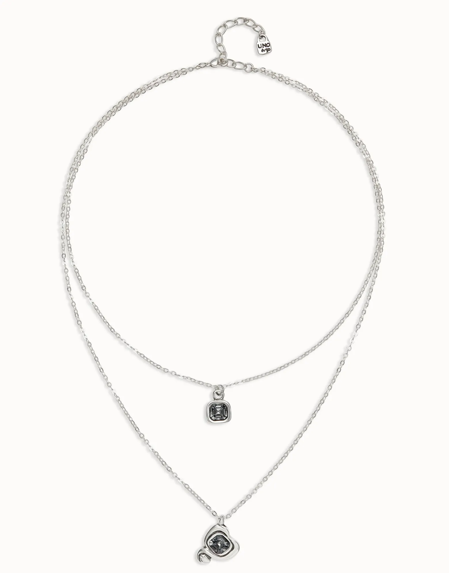 Multi-layer pendant link chain necklace with heart charm