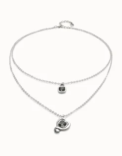 Multi-layer pendant link chain necklace with heart charm