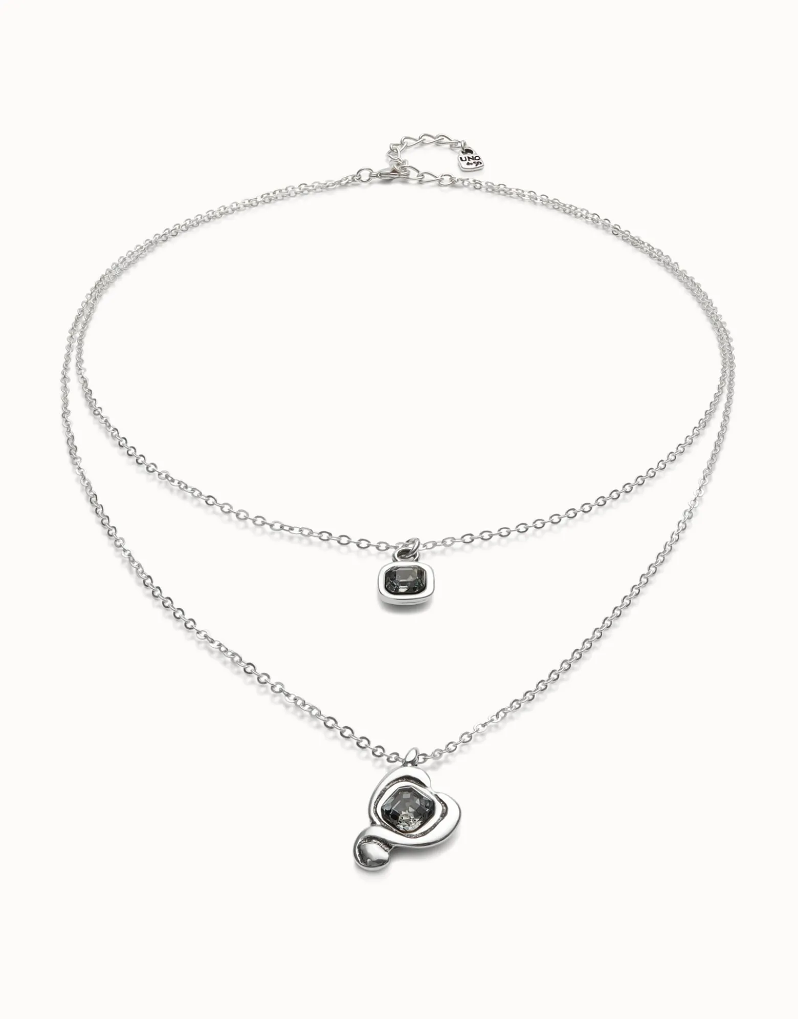 Multi-layer pendant link chain necklace with heart charm