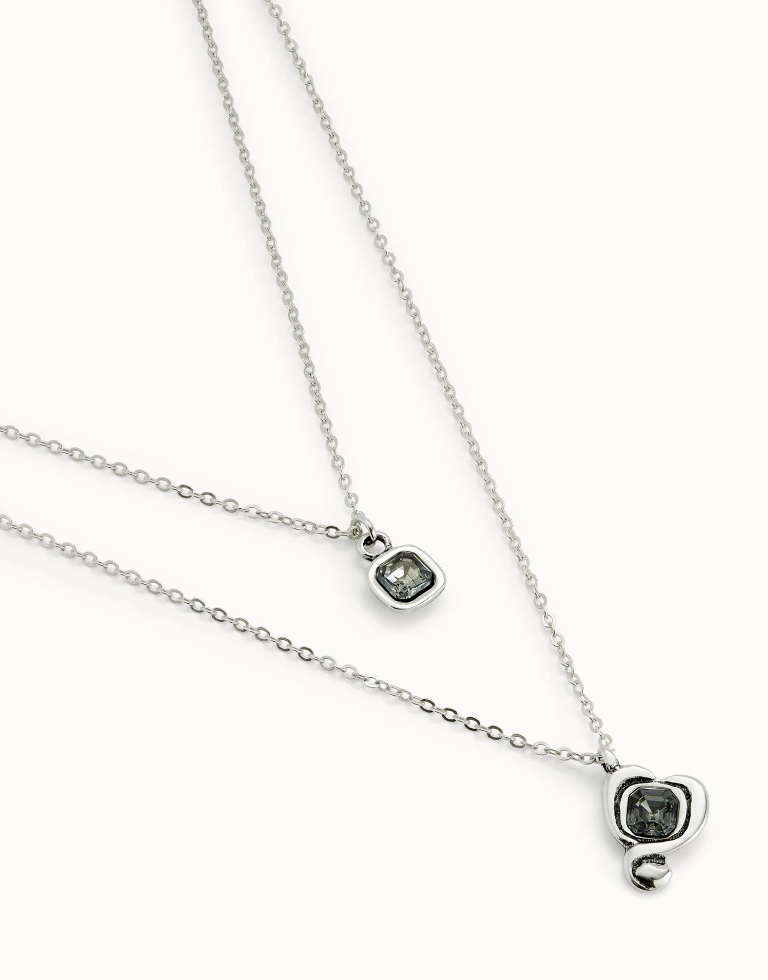 Multi-layer pendant link chain necklace with heart charm