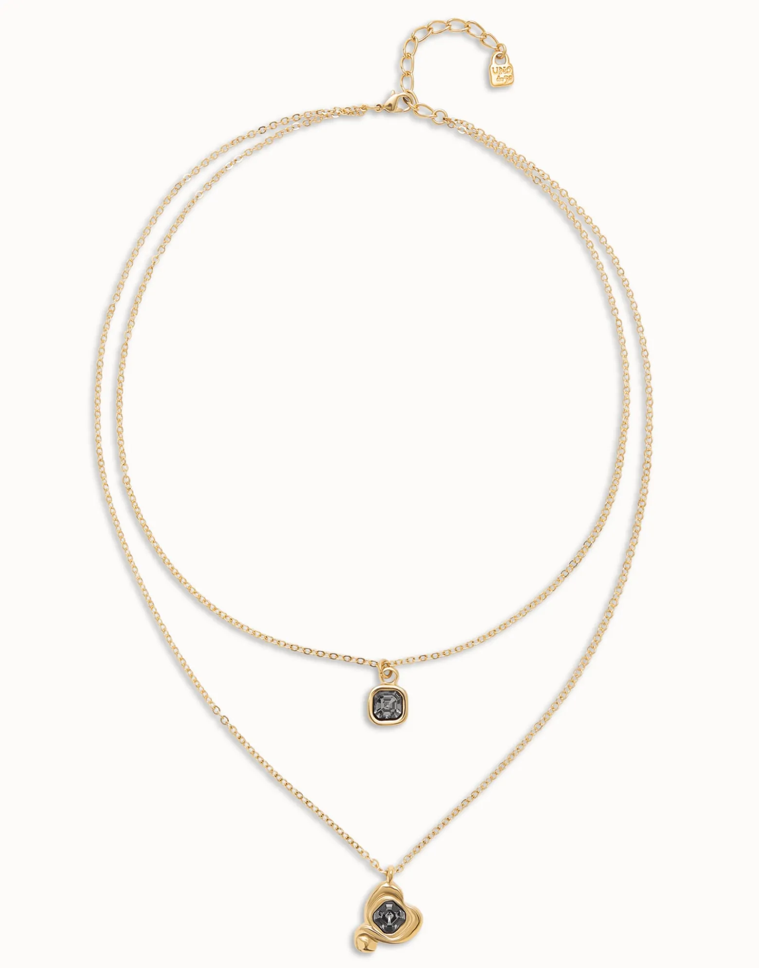 Multi-layer pendant link chain necklace with heart charm