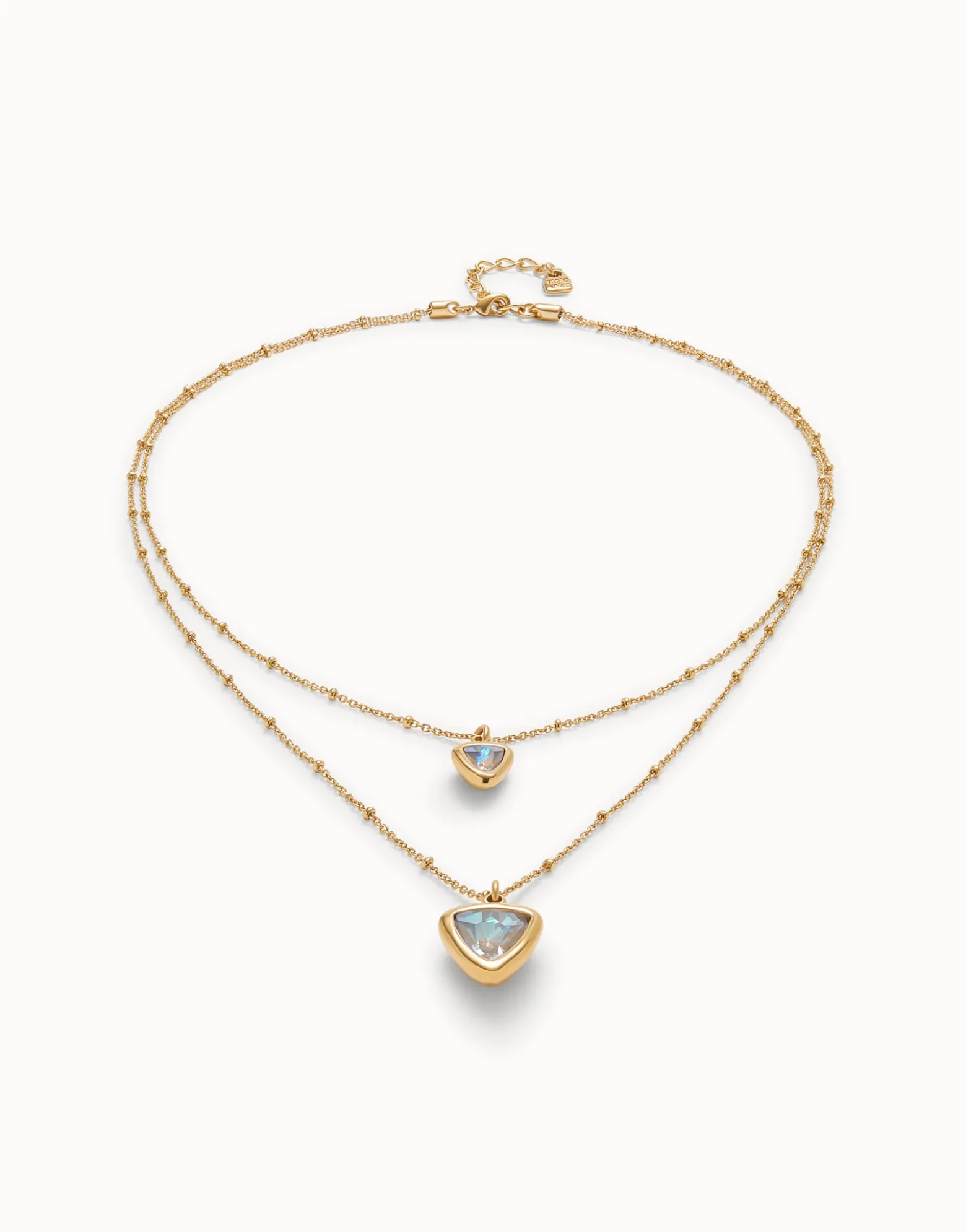 Multi-layer pendant link chain necklace with crystal