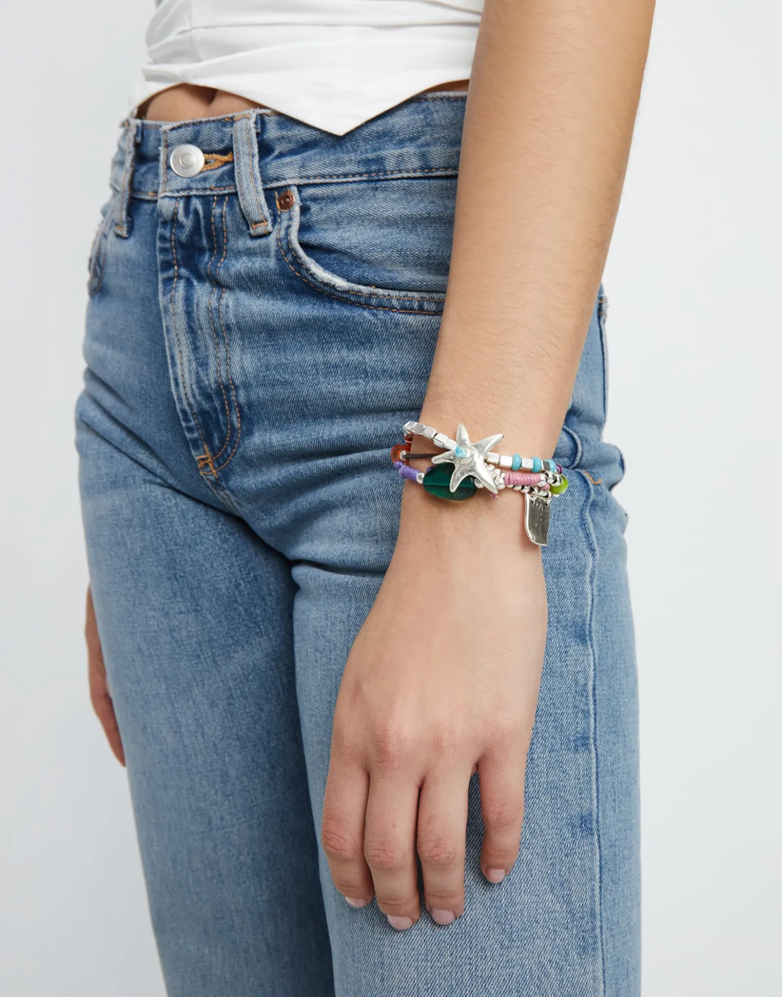 Multi strand beaded bracelet with a star