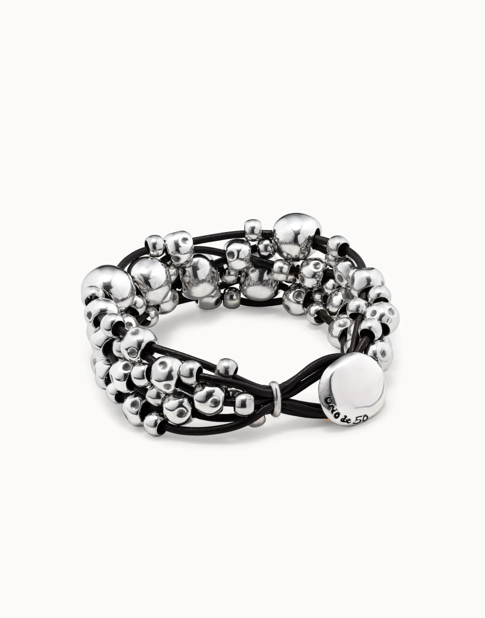 Multi strand beaded leather bracelet
