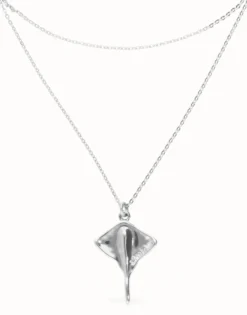 Multi strand chain necklace with manta ray