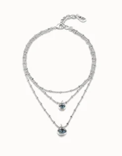 Multi strand chain pendant necklace with crystal