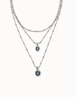 Multi strand chain pendant necklace with crystal