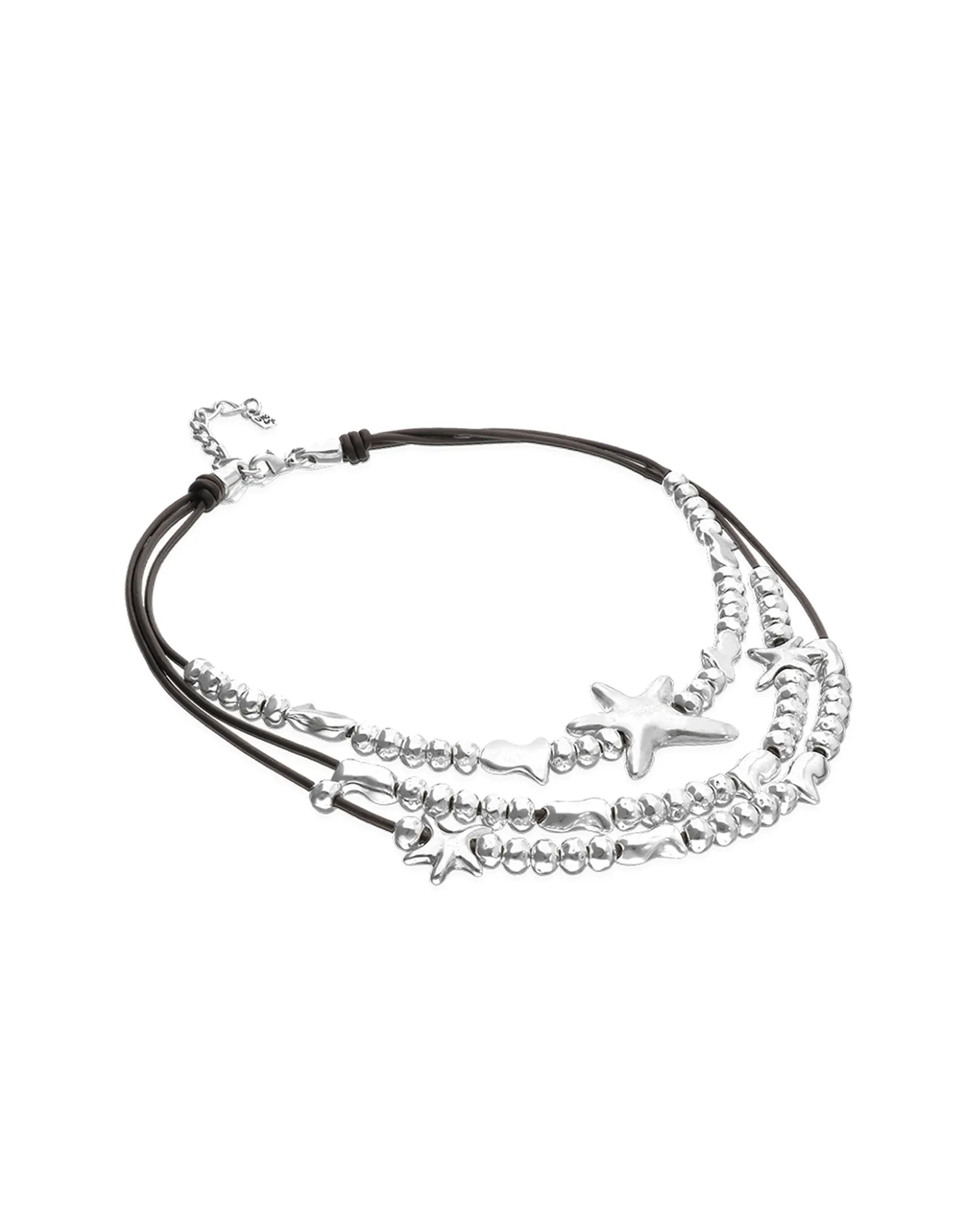 Multi-strand leather necklace with starfish