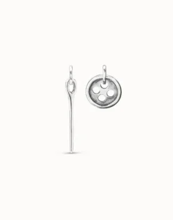 Needle and button earrings