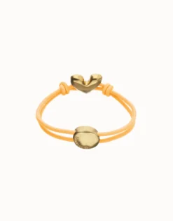 Orange elastic thread bracelet with heart