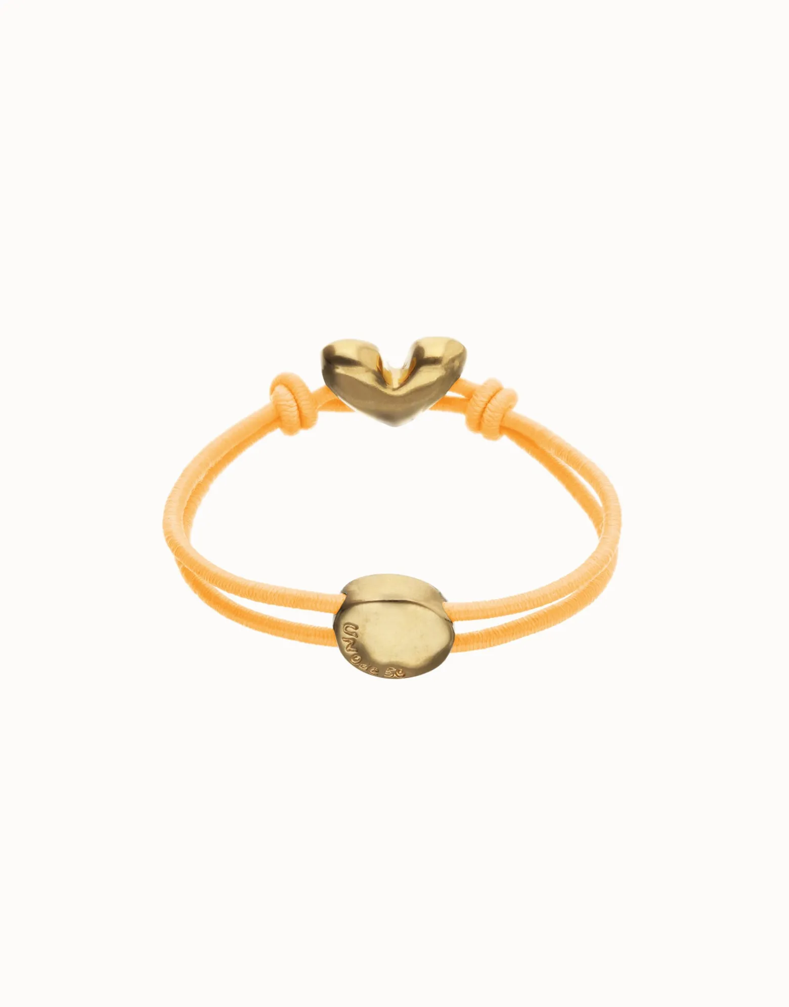 Orange elastic thread bracelet with heart