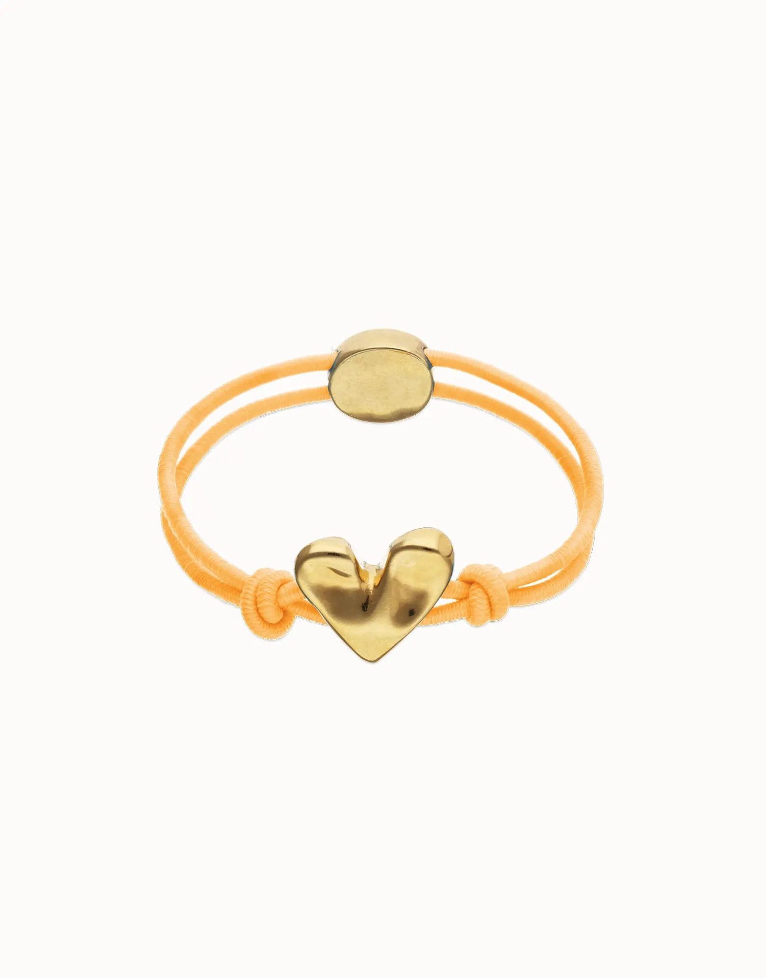 Orange elastic thread bracelet with heart