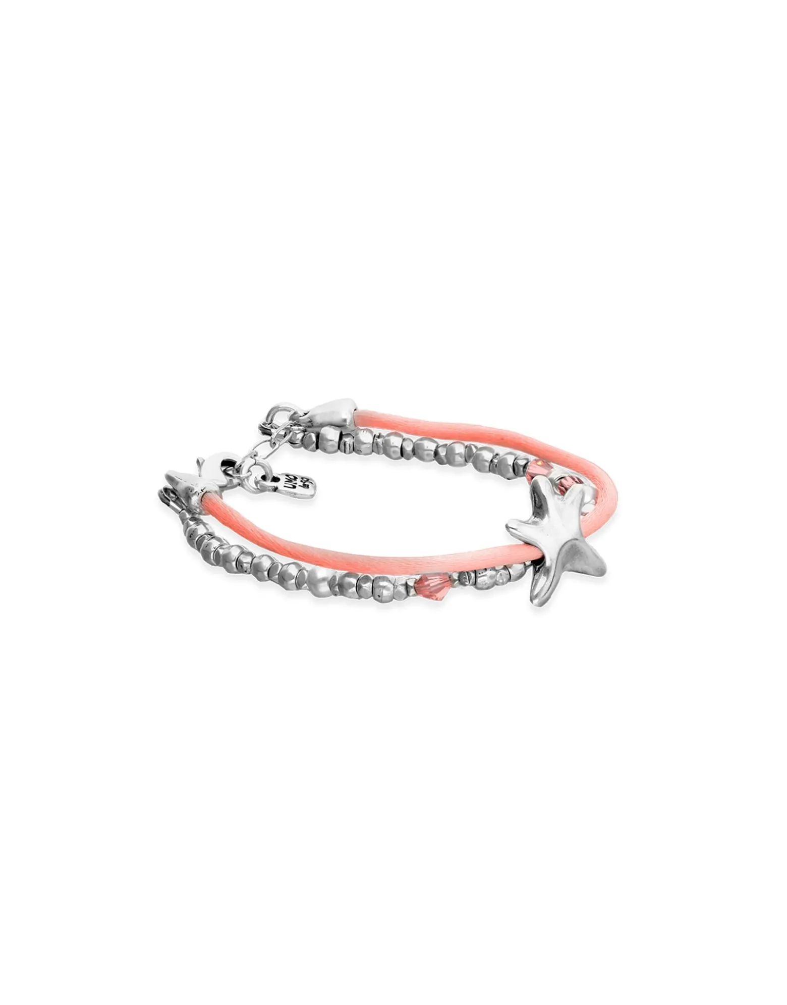 Orange silk thread and metal bracelet with starfish