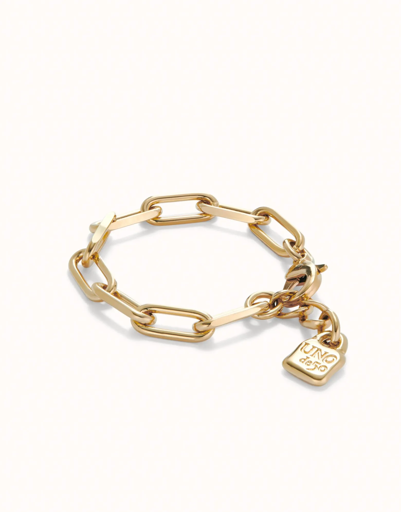 Paper clip link bracelet with padlock