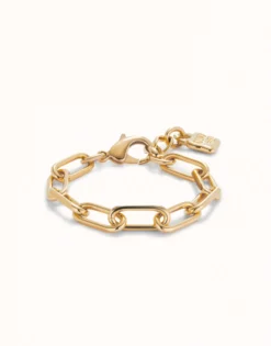 Paper clip link bracelet with padlock
