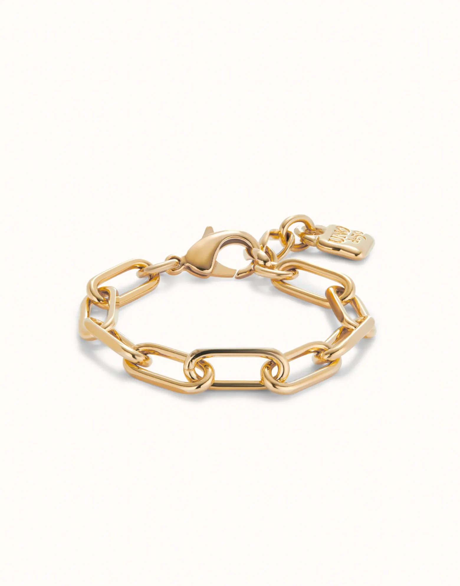 Paper clip link bracelet with padlock