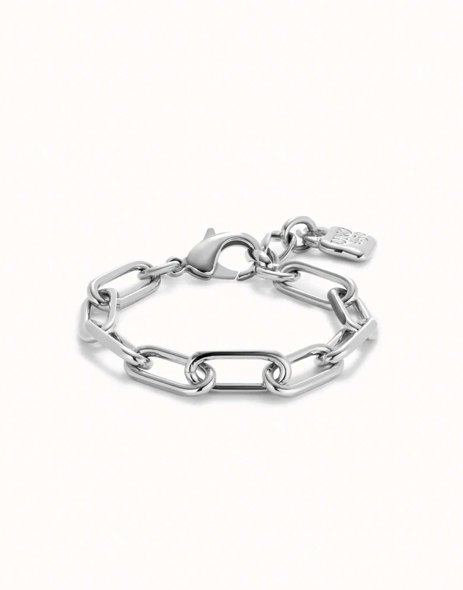 Paper clip link bracelet with padlock