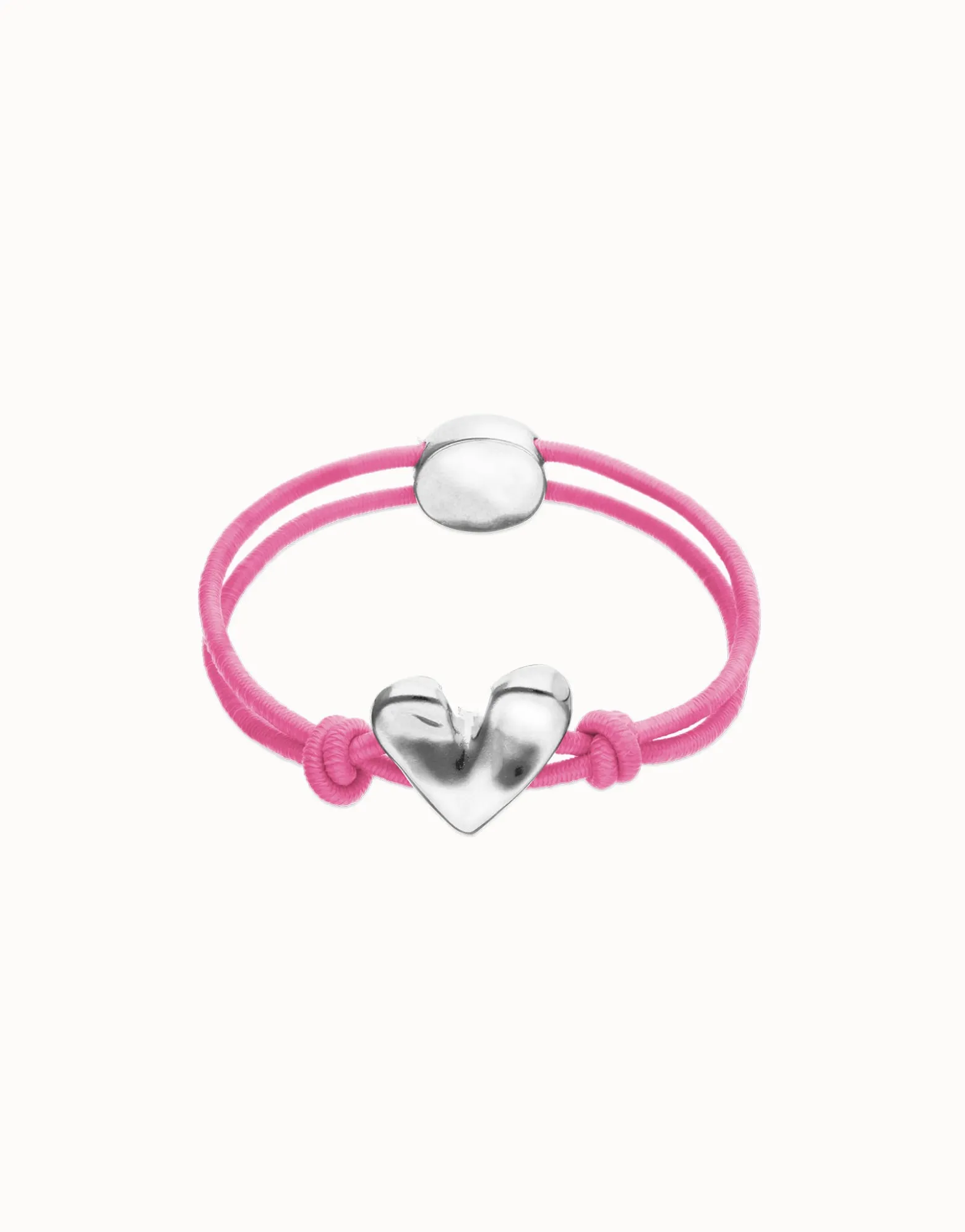 Pink elastic thread bracelet with heart charm