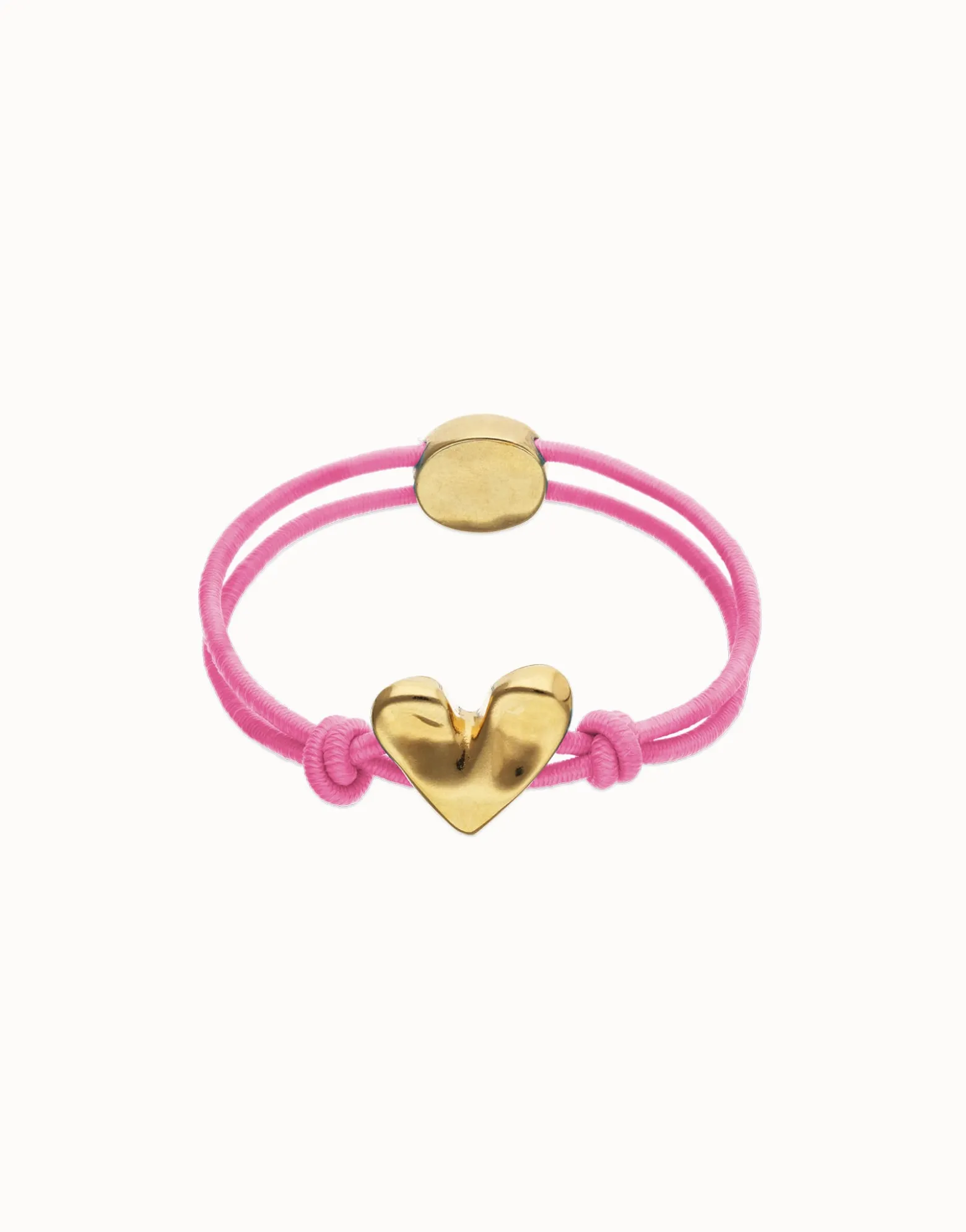 Pink elastic thread bracelet with heart charm