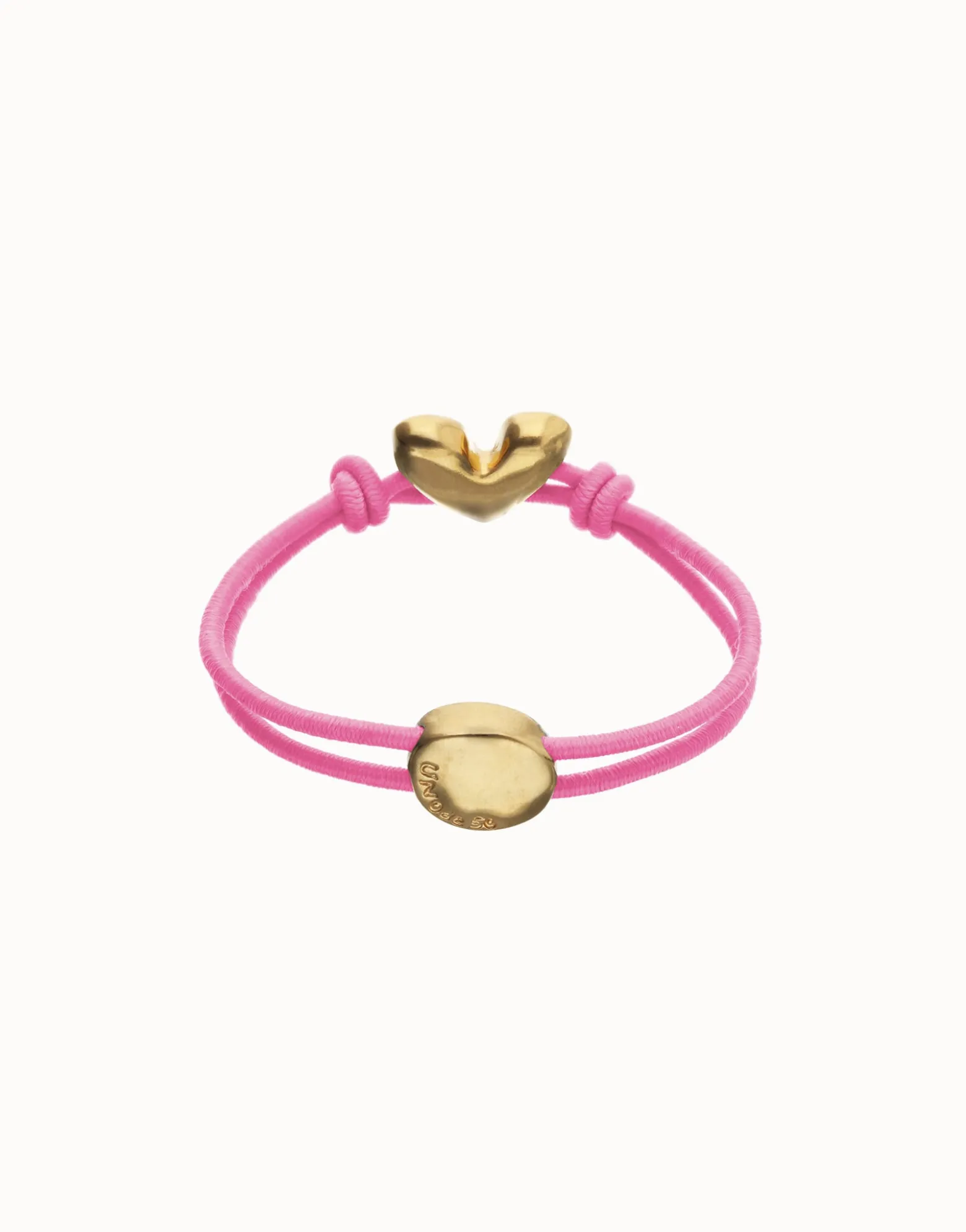 Pink elastic thread bracelet with heart charm