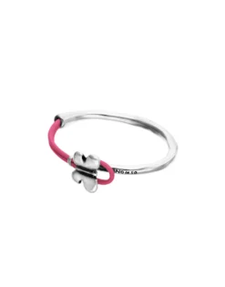 Pink leather bracelet with butterfly ornament