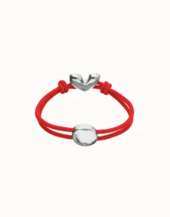Red elastic thread bracelet with heart