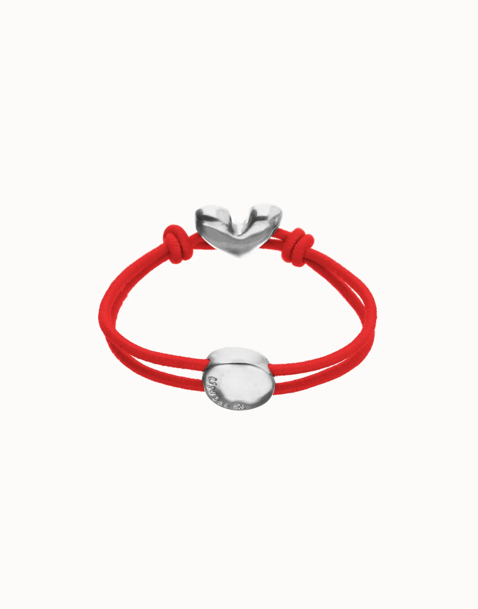 Red elastic thread bracelet with heart