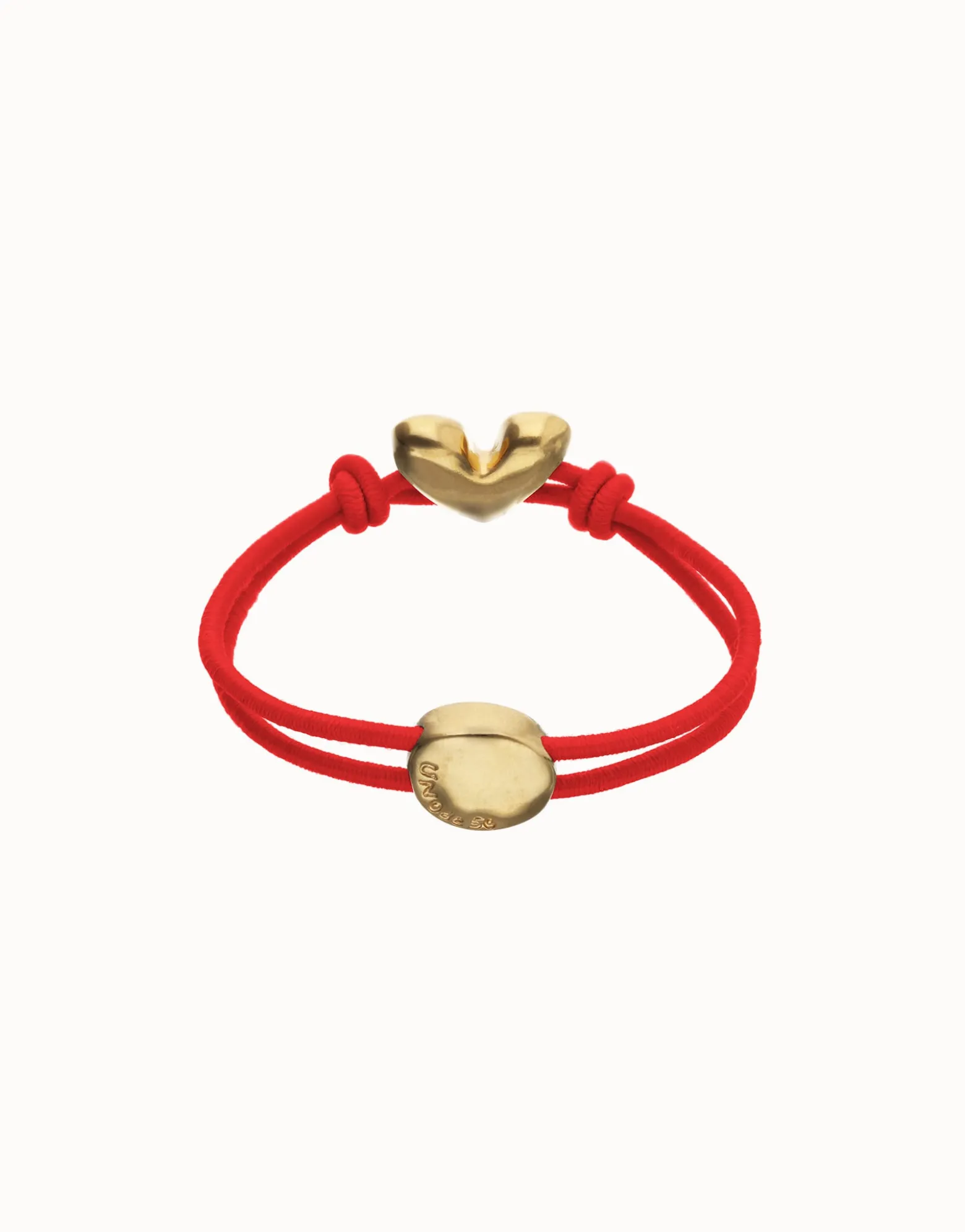 Red elastic thread bracelet with heart