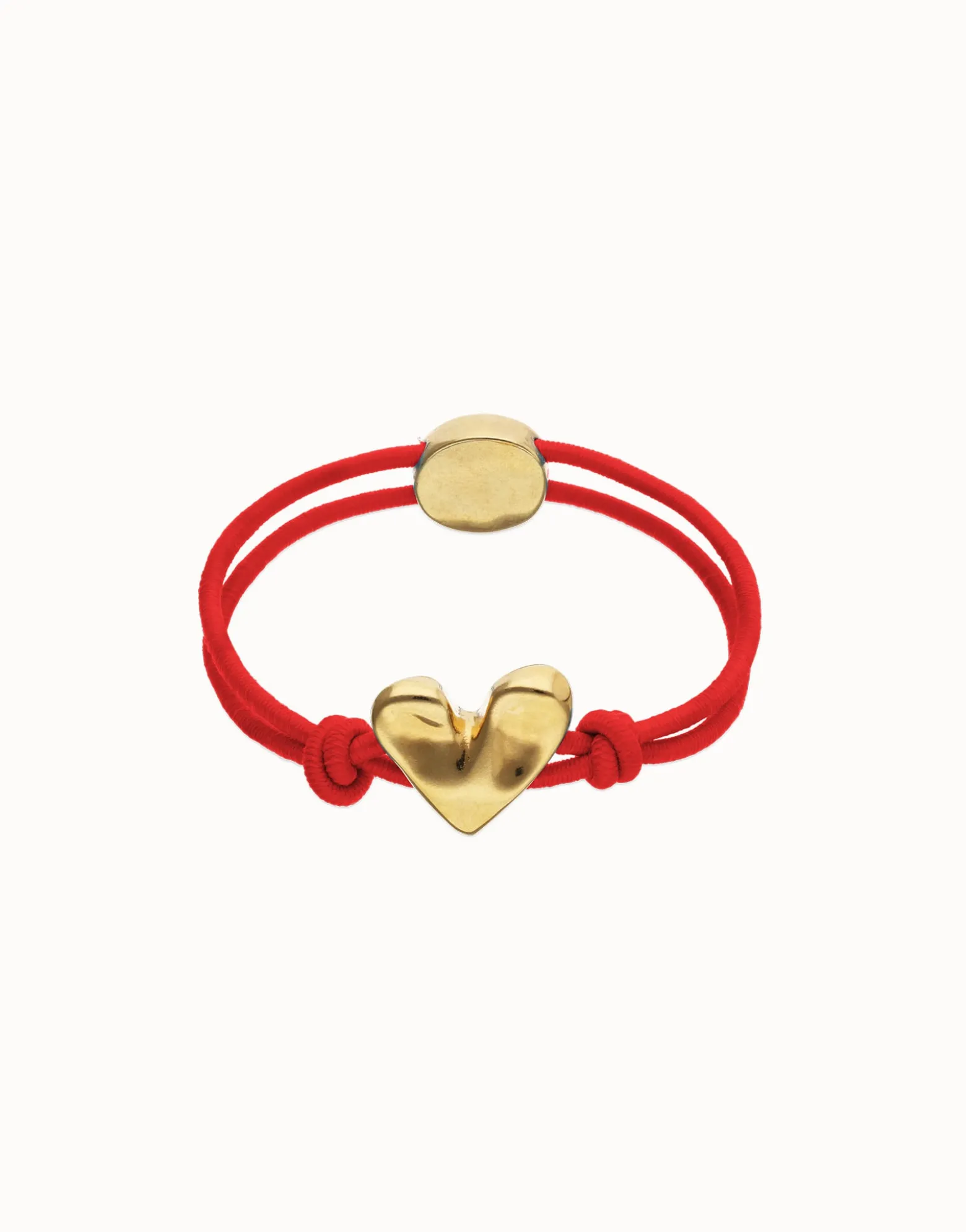 Red elastic thread bracelet with heart