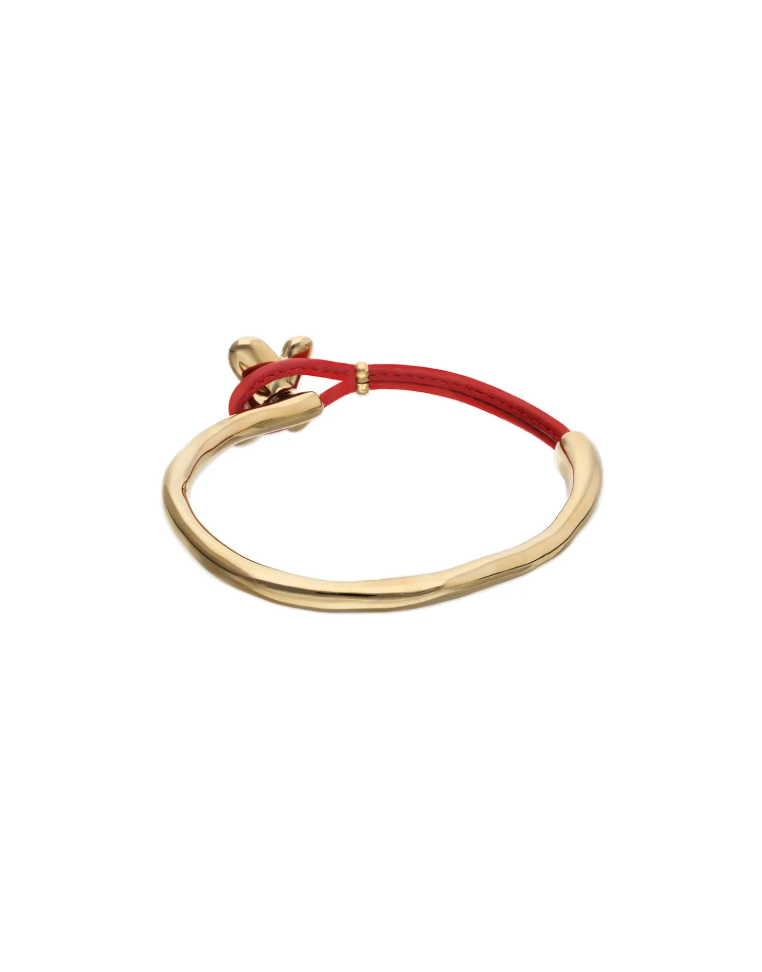Red leather bracelet with butterfly ornament