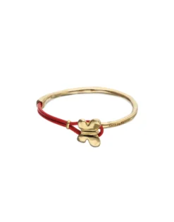 Red leather bracelet with butterfly ornament