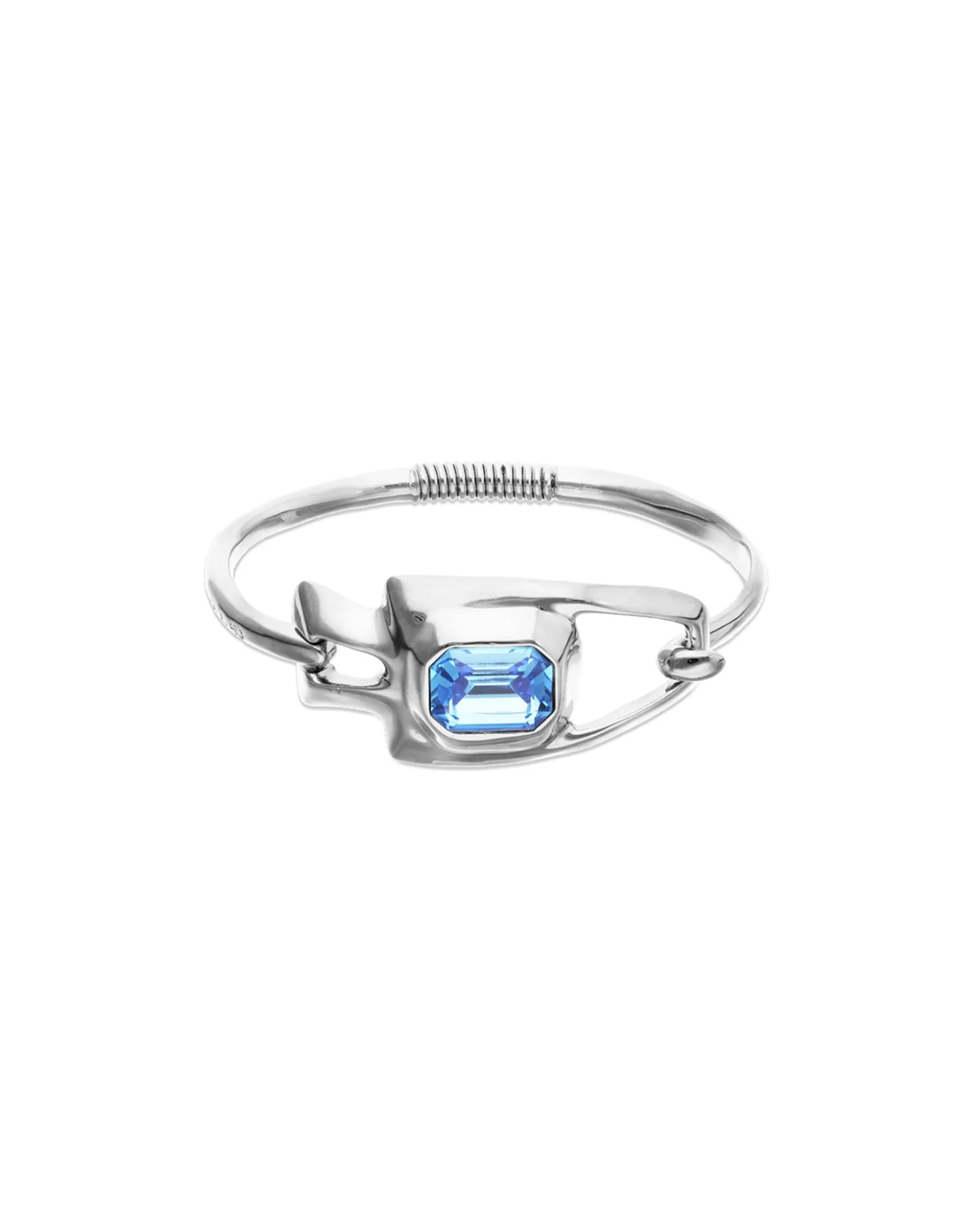 Semi-rigid bracelet with blue faceted crystal