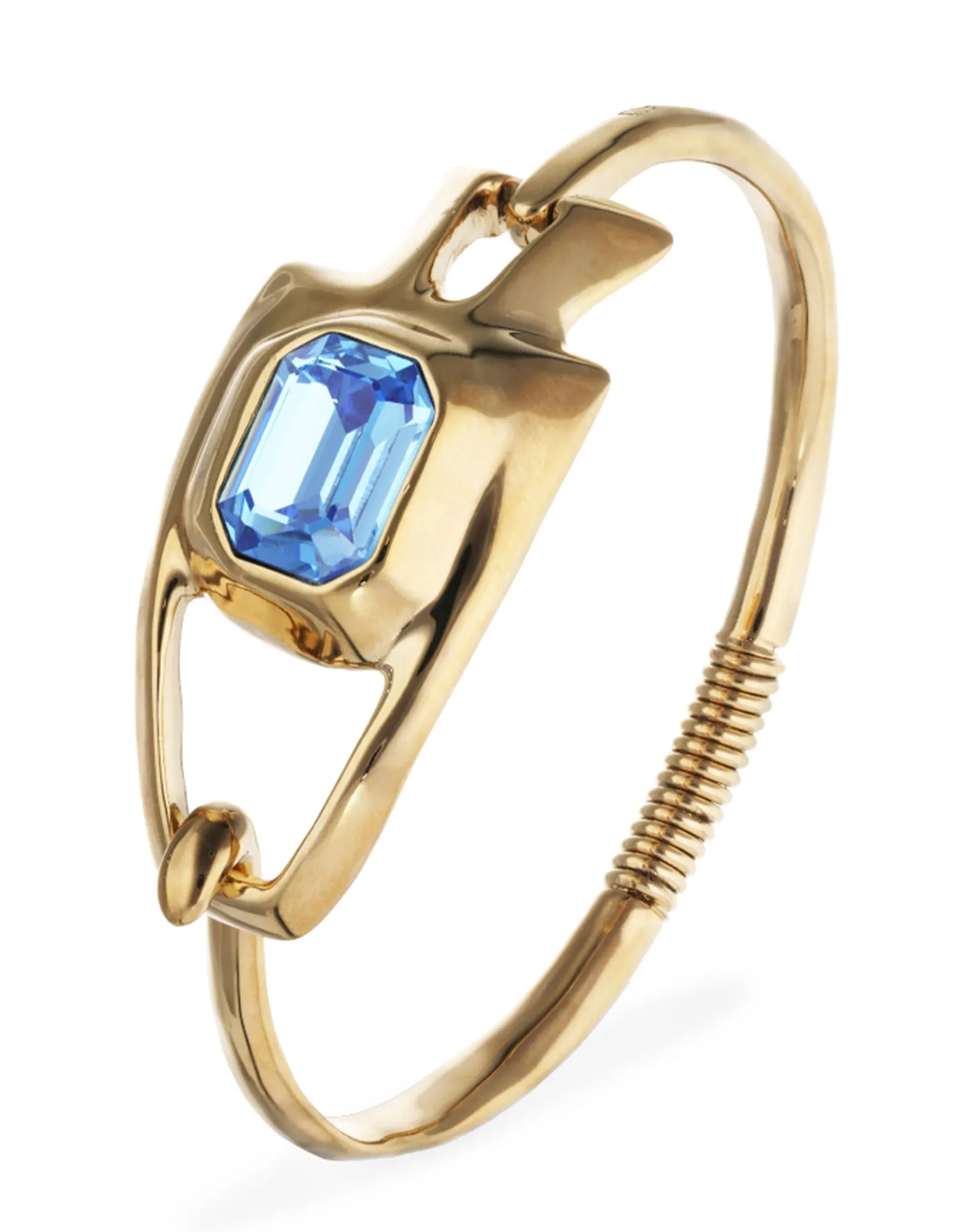 Semi-rigid bracelet with blue faceted crystal