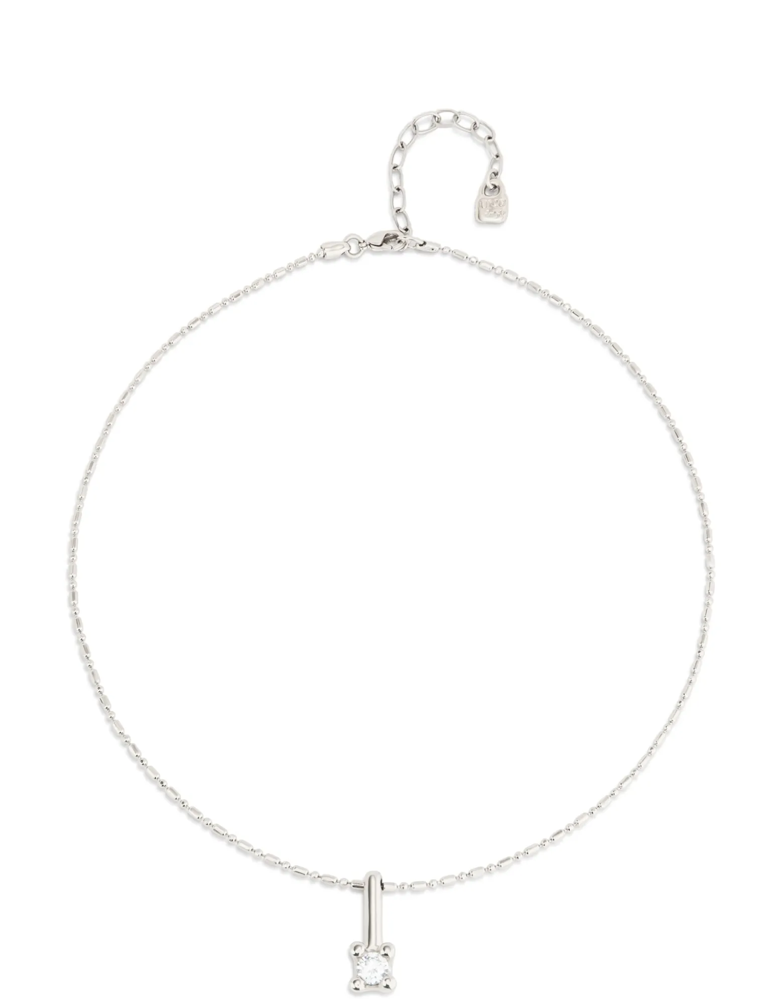 Short chain necklace with white cubic zirconia