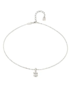 Short chain necklace with white cubic zirconia