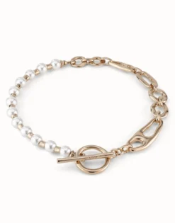 Short link chain necklace with pearls