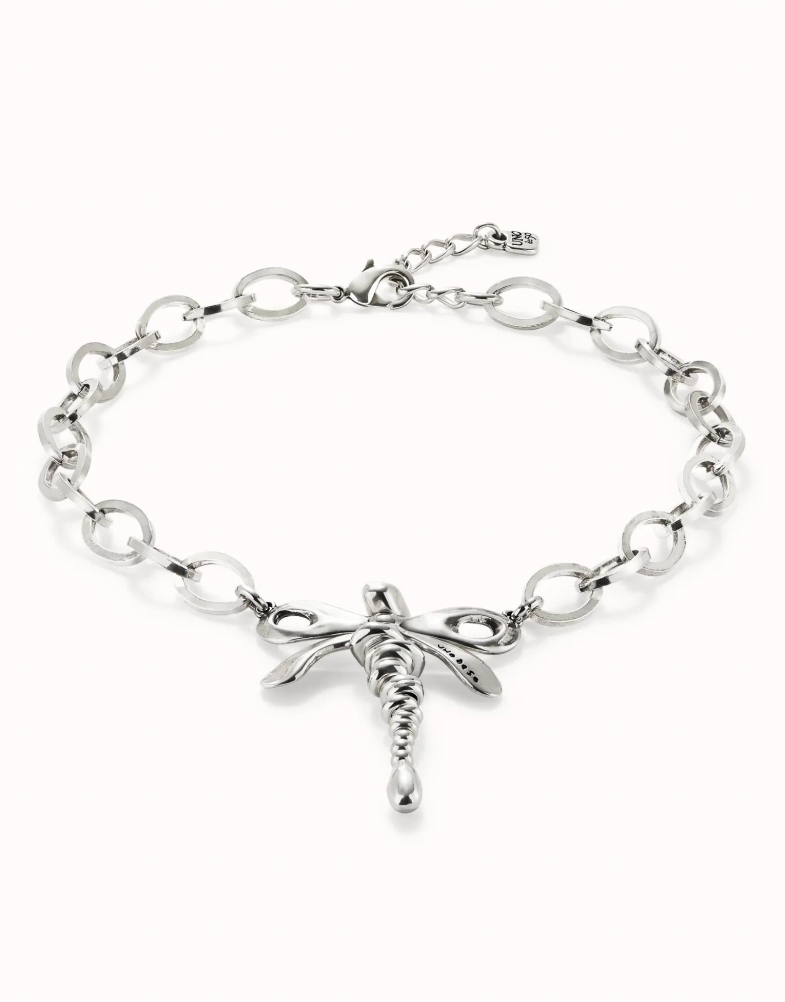 Short link chain necklace with dragonfly