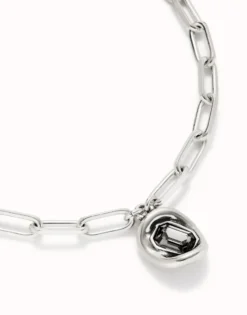 Short link chain pendant necklace grey crystal