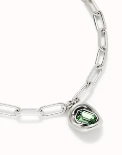 Short link chain pendant necklace turquoise crystal