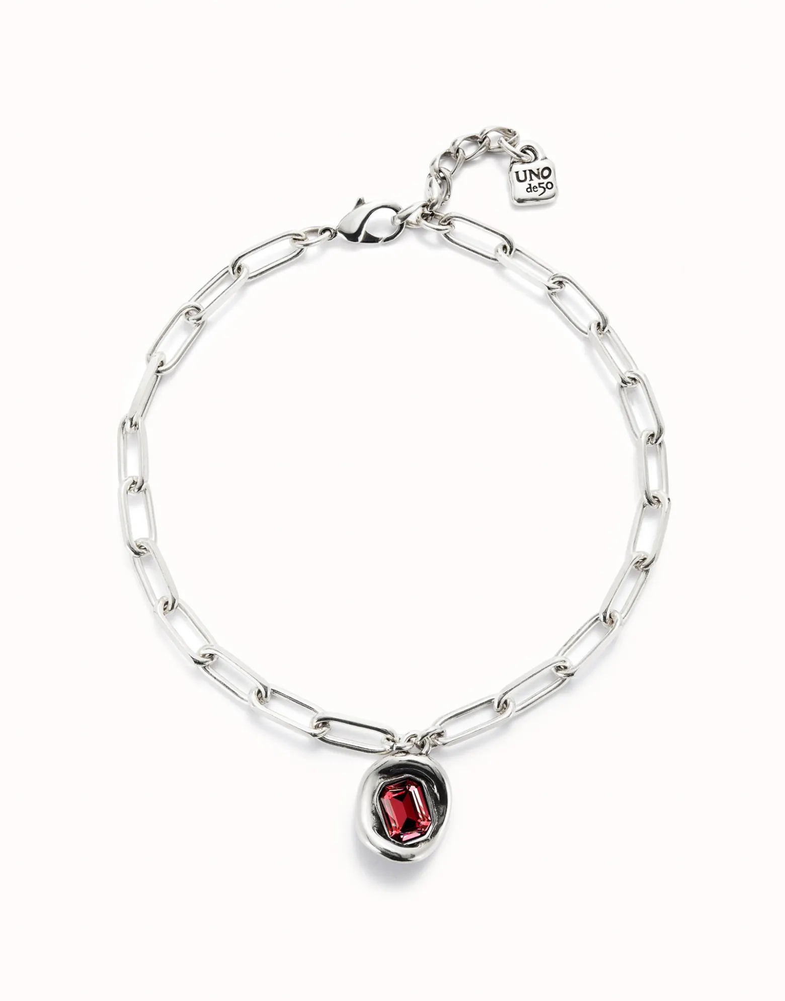 Short link chain pendant necklace red crystal