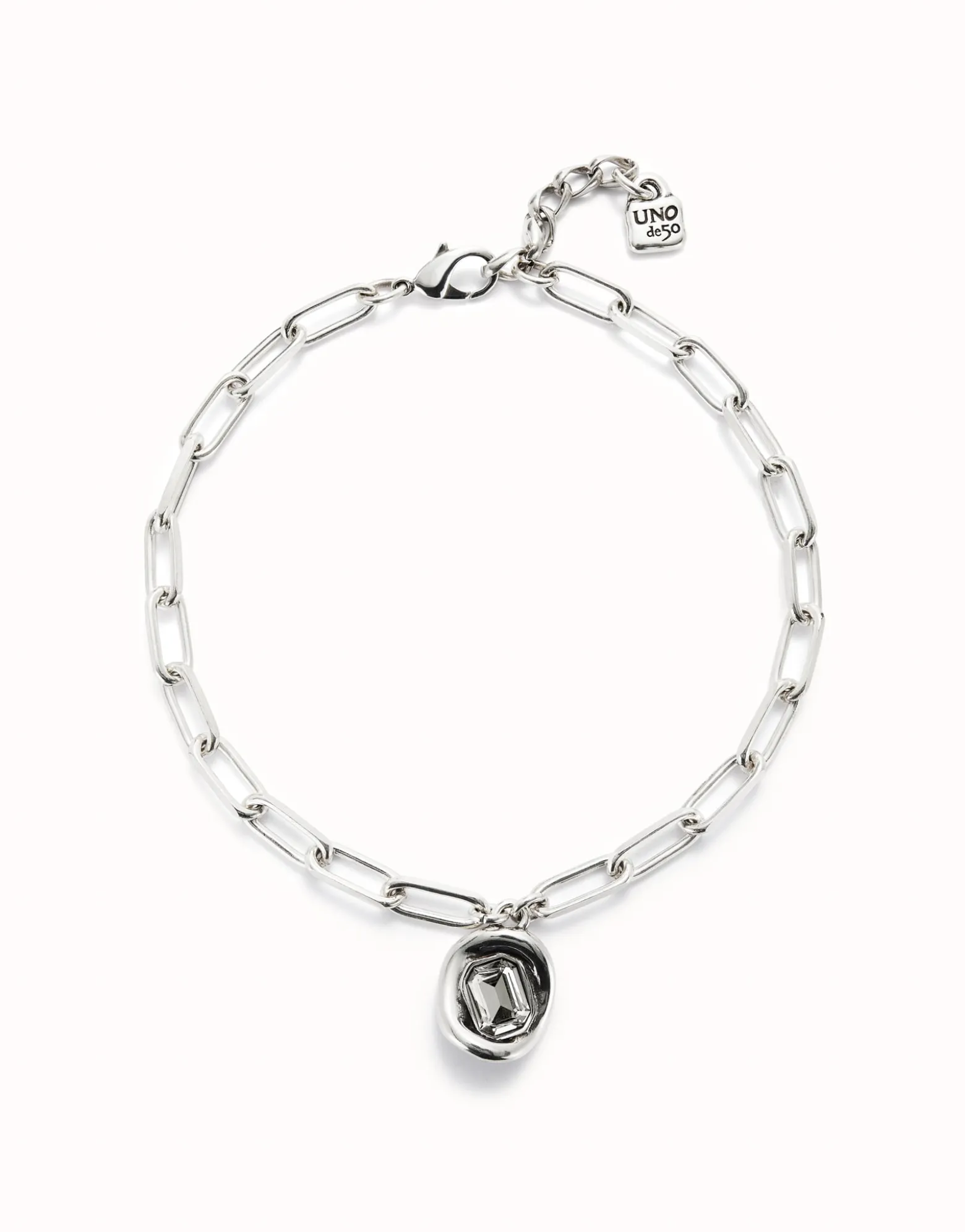 Short link chain pendant necklace white crystal